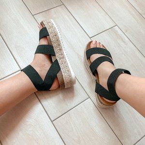 🆕 Kimberly Sandals - Black Espadrille Strappy Platform